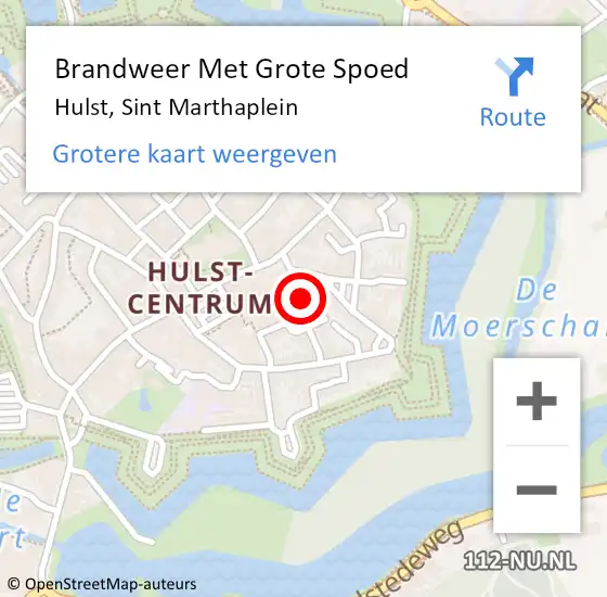 Locatie op kaart van de 112 melding: Brandweer Met Grote Spoed Naar Hulst, Sint Marthaplein op 21 september 2023 13:58