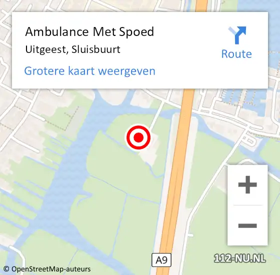 Locatie op kaart van de 112 melding: Ambulance Met Spoed Naar Uitgeest, Sluisbuurt op 21 september 2023 13:58