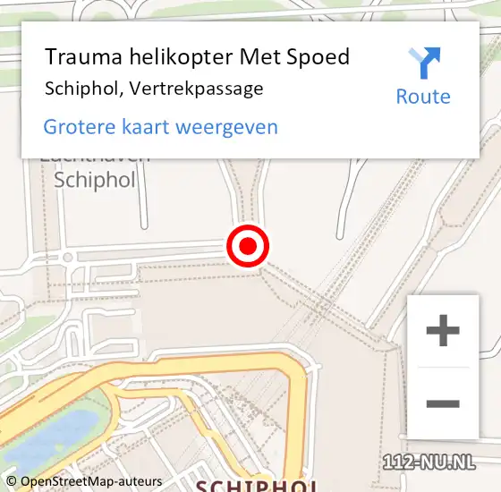 Locatie op kaart van de 112 melding: Trauma helikopter Met Spoed Naar Schiphol, Vertrekpassage op 21 september 2023 14:03