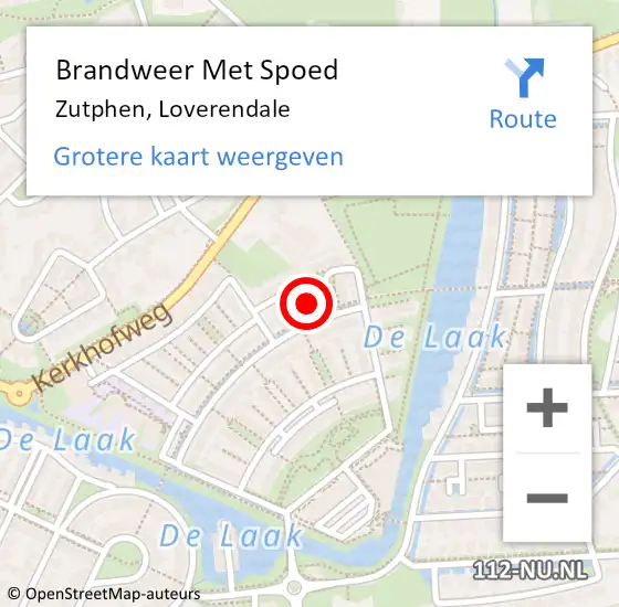 Locatie op kaart van de 112 melding: Brandweer Met Spoed Naar Zutphen, Loverendale op 21 september 2023 14:21