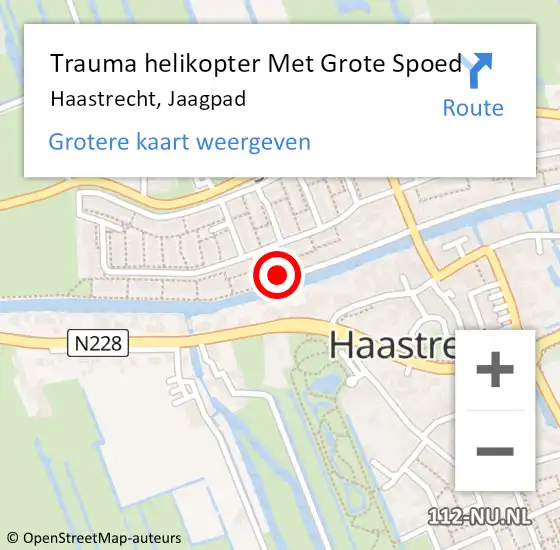 Locatie op kaart van de 112 melding: Trauma helikopter Met Grote Spoed Naar Haastrecht, Jaagpad op 21 september 2023 14:27
