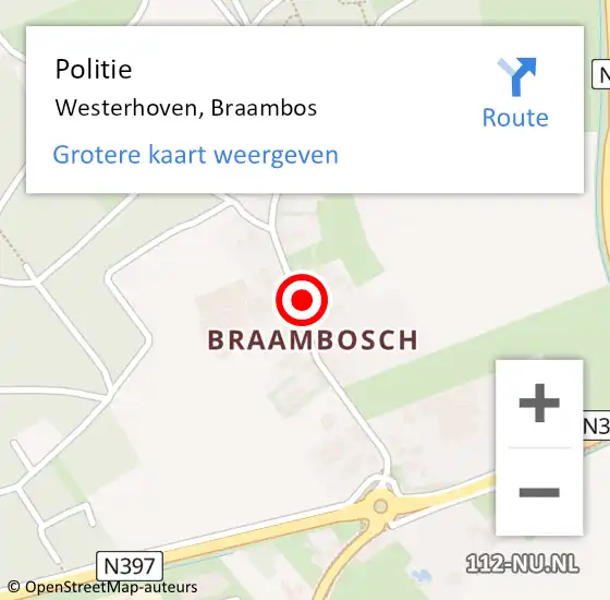 Locatie op kaart van de 112 melding: Politie Westerhoven, Braambos op 21 september 2023 14:28