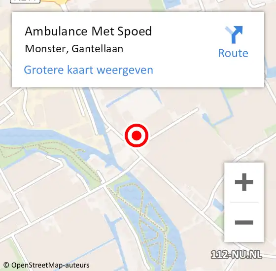 Locatie op kaart van de 112 melding: Ambulance Met Spoed Naar Monster, Gantellaan op 21 september 2023 14:43
