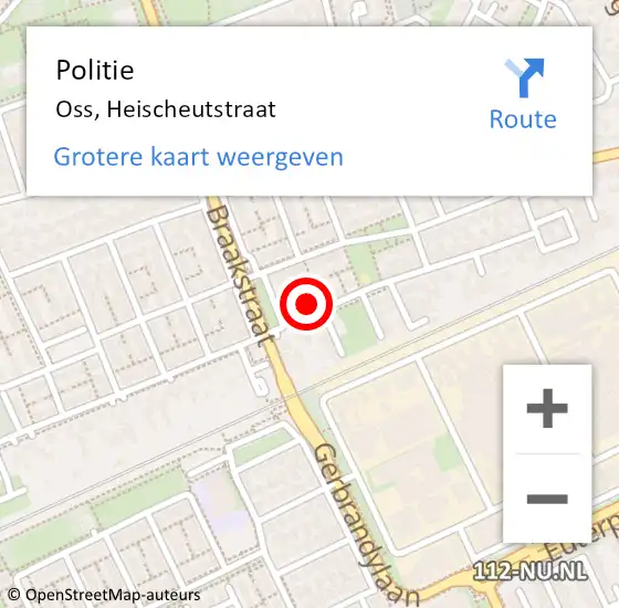 Locatie op kaart van de 112 melding: Politie Oss, Heischeutstraat op 21 september 2023 14:55