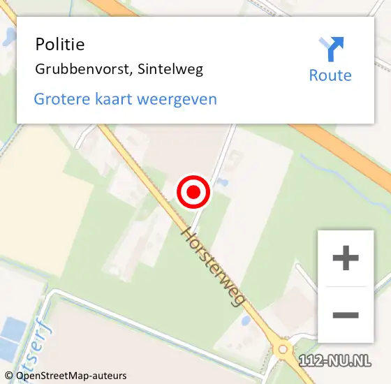 Locatie op kaart van de 112 melding: Politie Grubbenvorst, Sintelweg op 21 september 2023 14:58