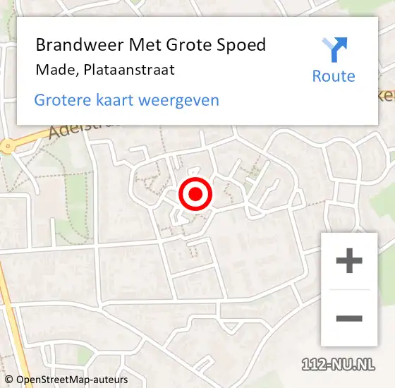 Locatie op kaart van de 112 melding: Brandweer Met Grote Spoed Naar Made, Plataanstraat op 21 september 2023 15:05