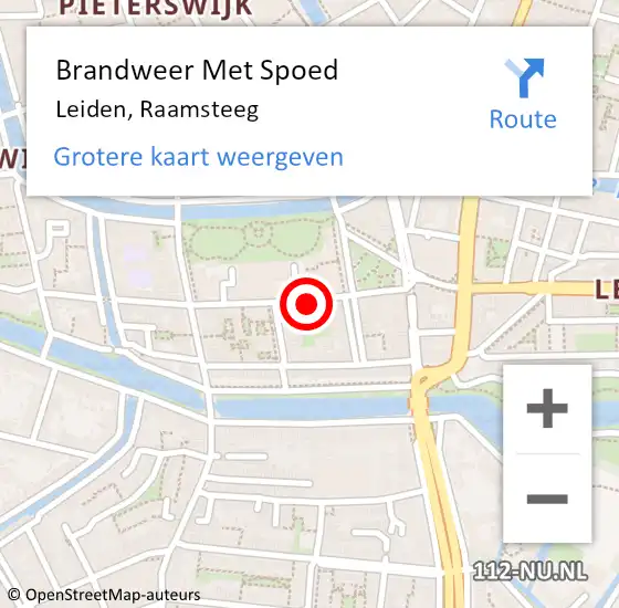 Locatie op kaart van de 112 melding: Brandweer Met Spoed Naar Leiden, Raamsteeg op 21 september 2023 15:13