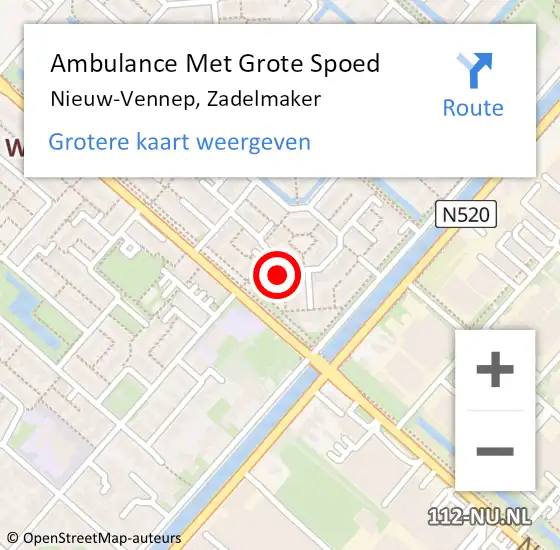 Locatie op kaart van de 112 melding: Ambulance Met Grote Spoed Naar Nieuw-Vennep, Zadelmaker op 21 september 2023 16:09
