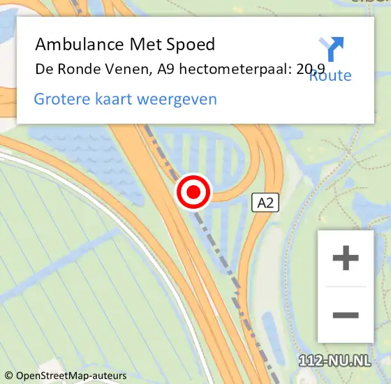 Locatie op kaart van de 112 melding: Ambulance Met Spoed Naar De Ronde Venen, A9 hectometerpaal: 20,9 op 21 september 2023 16:29