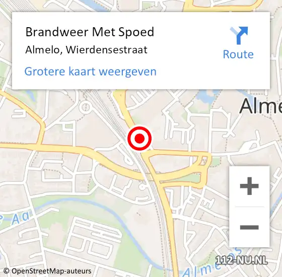 Locatie op kaart van de 112 melding: Brandweer Met Spoed Naar Almelo, Wierdensestraat op 21 september 2023 17:11