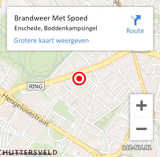 Locatie op kaart van de 112 melding: Brandweer Met Spoed Naar Enschede, Boddenkampsingel op 21 september 2023 17:21