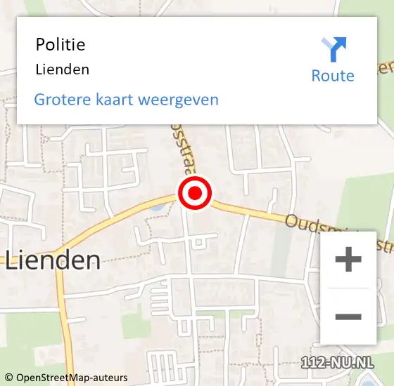 Locatie op kaart van de 112 melding: Politie Lienden op 21 september 2023 17:25