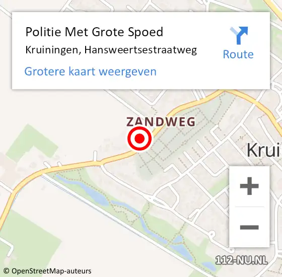 Locatie op kaart van de 112 melding: Politie Met Grote Spoed Naar Kruiningen, Hansweertsestraatweg op 21 september 2023 17:29