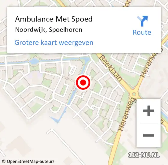 Locatie op kaart van de 112 melding: Ambulance Met Spoed Naar Noordwijk, Spoelhoren op 21 september 2023 17:33