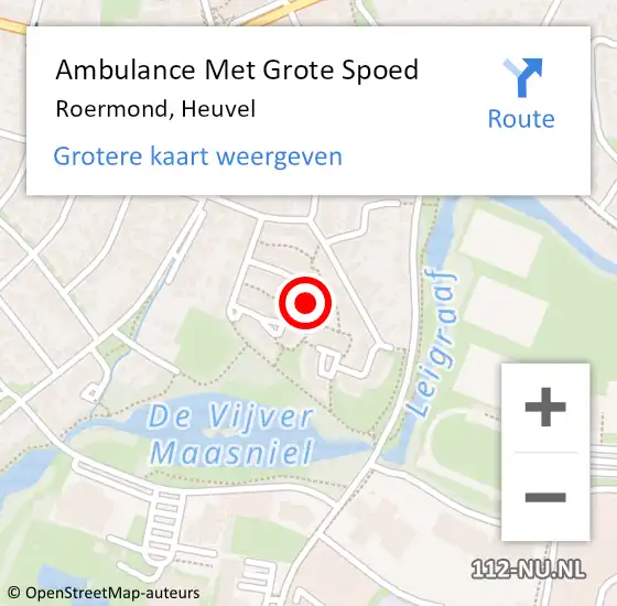 Locatie op kaart van de 112 melding: Ambulance Met Grote Spoed Naar Roermond, Heuvel op 21 september 2023 17:35