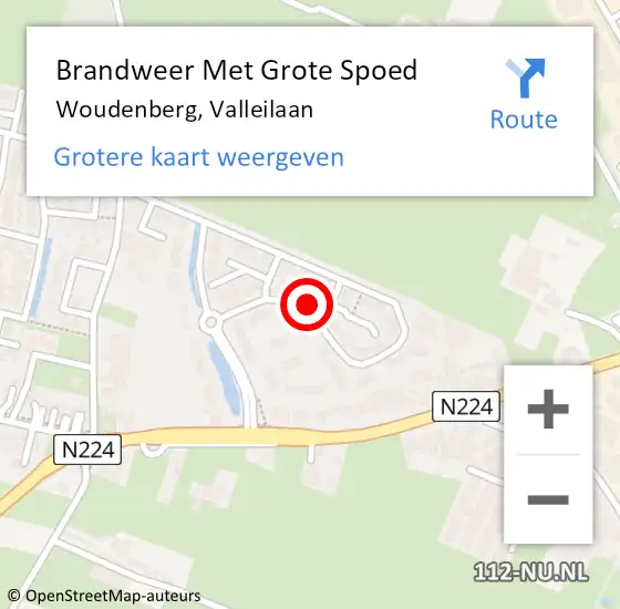 Locatie op kaart van de 112 melding: Brandweer Met Grote Spoed Naar Woudenberg, Valleilaan op 21 september 2023 17:43