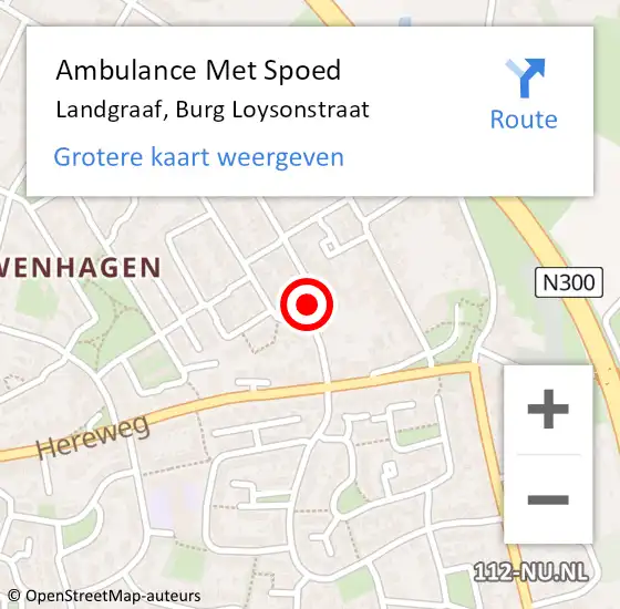 Locatie op kaart van de 112 melding: Ambulance Met Spoed Naar Landgraaf, Burg Loysonstraat op 8 september 2014 22:50