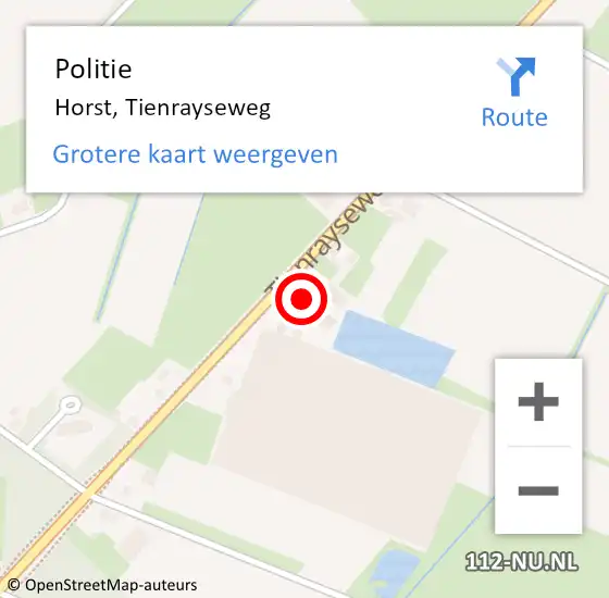 Locatie op kaart van de 112 melding: Politie Horst, Tienrayseweg op 21 september 2023 17:50