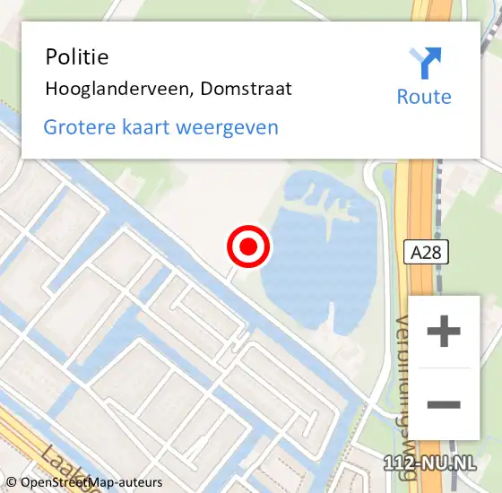 Locatie op kaart van de 112 melding: Politie Hooglanderveen, Domstraat op 21 september 2023 17:51