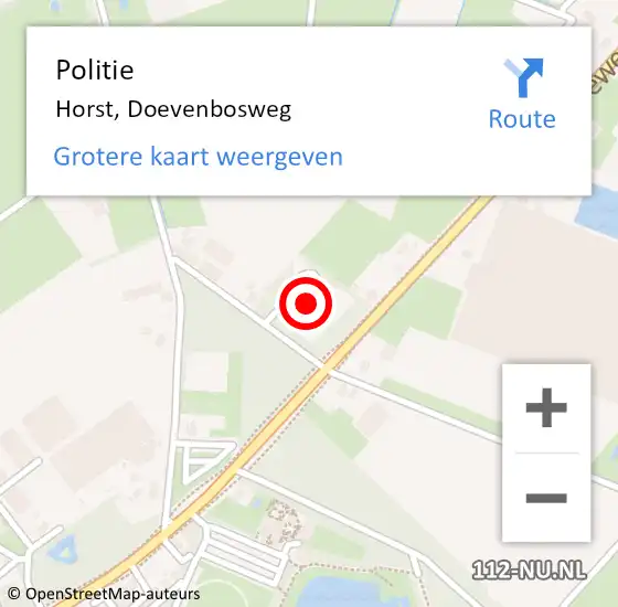 Locatie op kaart van de 112 melding: Politie Horst, Doevenbosweg op 21 september 2023 17:53