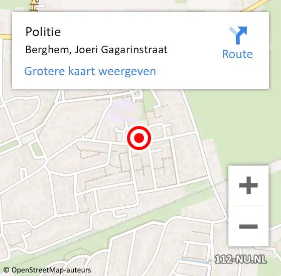 Locatie op kaart van de 112 melding: Politie Berghem, Joeri Gagarinstraat op 21 september 2023 18:04