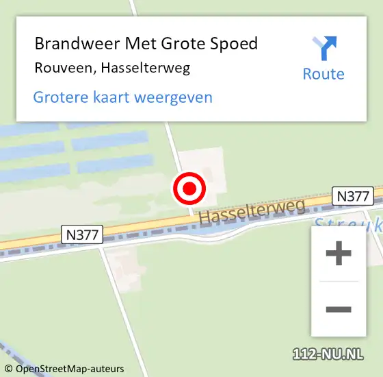 Locatie op kaart van de 112 melding: Brandweer Met Grote Spoed Naar Rouveen, Hasselterweg op 21 september 2023 18:08