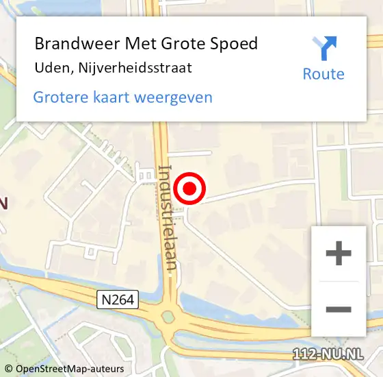 Locatie op kaart van de 112 melding: Brandweer Met Grote Spoed Naar Uden, Nijverheidsstraat op 21 september 2023 18:23