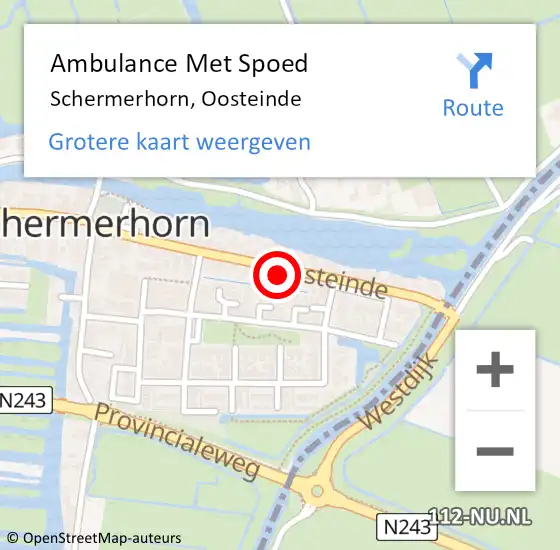 Locatie op kaart van de 112 melding: Ambulance Met Spoed Naar Schermerhorn, Oosteinde op 8 september 2014 23:00