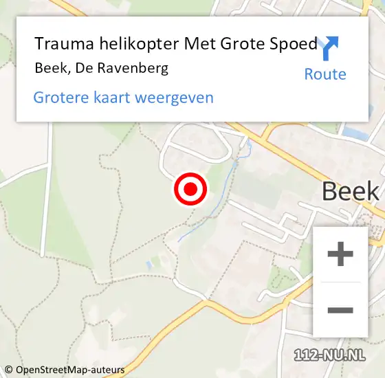 Locatie op kaart van de 112 melding: Trauma helikopter Met Grote Spoed Naar Beek, De Ravenberg op 21 september 2023 18:49