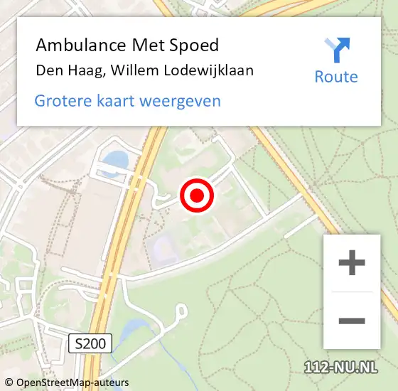 Locatie op kaart van de 112 melding: Ambulance Met Spoed Naar Den Haag, Willem Lodewijklaan op 21 september 2023 19:20
