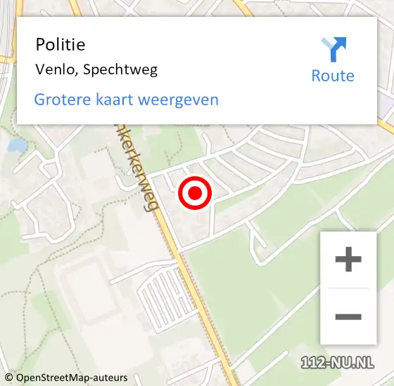 Locatie op kaart van de 112 melding: Politie Venlo, Spechtweg op 21 september 2023 20:08