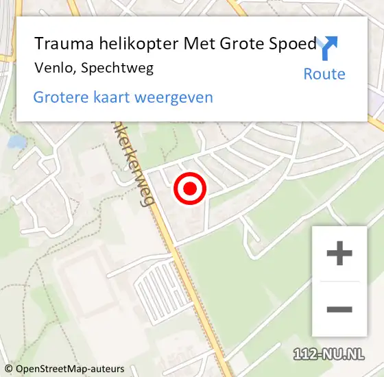 Locatie op kaart van de 112 melding: Trauma helikopter Met Grote Spoed Naar Venlo, Spechtweg op 21 september 2023 20:10