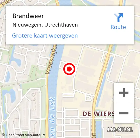 Locatie op kaart van de 112 melding: Brandweer Nieuwegein, Utrechthaven op 21 september 2023 20:24