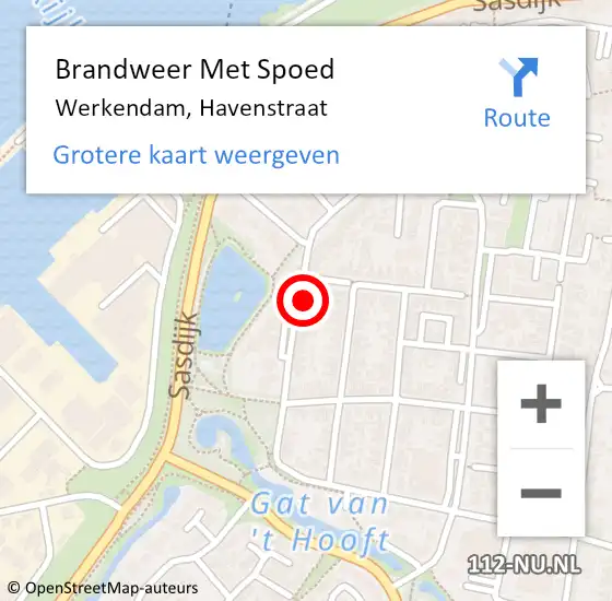 Locatie op kaart van de 112 melding: Brandweer Met Spoed Naar Werkendam, Havenstraat op 21 september 2023 20:34