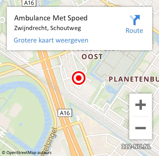 Locatie op kaart van de 112 melding: Ambulance Met Spoed Naar Zwijndrecht, Schoutweg op 21 september 2023 20:53