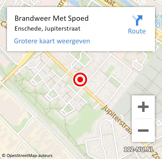 Locatie op kaart van de 112 melding: Brandweer Met Spoed Naar Enschede, Jupiterstraat op 21 september 2023 20:53