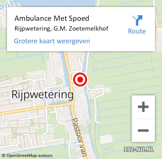 Locatie op kaart van de 112 melding: Ambulance Met Spoed Naar Rijpwetering, G.M. Zoetemelkhof op 21 september 2023 20:53