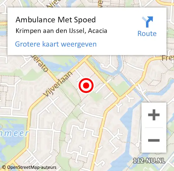 Locatie op kaart van de 112 melding: Ambulance Met Spoed Naar Krimpen aan den IJssel, Acacia op 21 september 2023 21:05