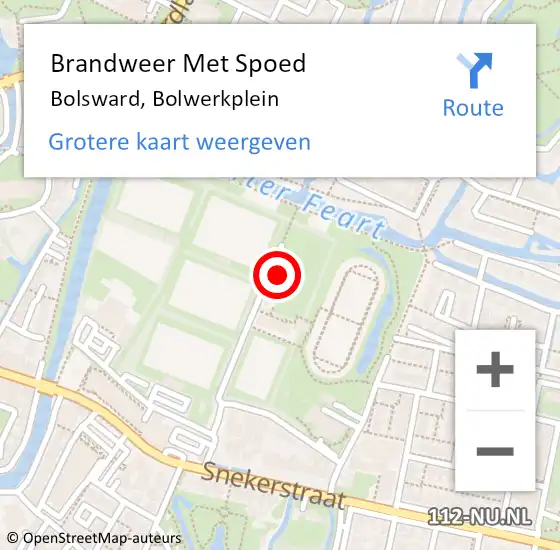 Locatie op kaart van de 112 melding: Brandweer Met Spoed Naar Bolsward, Bolwerkplein op 21 september 2023 21:06