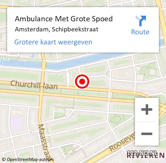 Locatie op kaart van de 112 melding: Ambulance Met Grote Spoed Naar Amsterdam, Schipbeekstraat op 21 september 2023 21:11