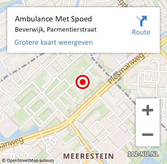 Locatie op kaart van de 112 melding: Ambulance Met Spoed Naar Beverwijk, Parmentierstraat op 21 september 2023 21:27