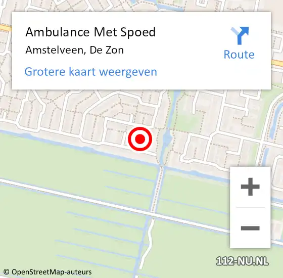 Locatie op kaart van de 112 melding: Ambulance Met Spoed Naar Amstelveen, De Zon op 21 september 2023 21:53