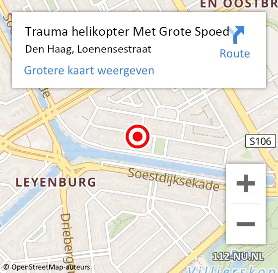 Locatie op kaart van de 112 melding: Trauma helikopter Met Grote Spoed Naar Den Haag, Loenensestraat op 21 september 2023 21:56