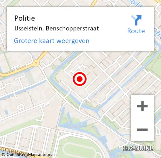 Locatie op kaart van de 112 melding: Politie IJsselstein, Benschopperstraat op 21 september 2023 22:17