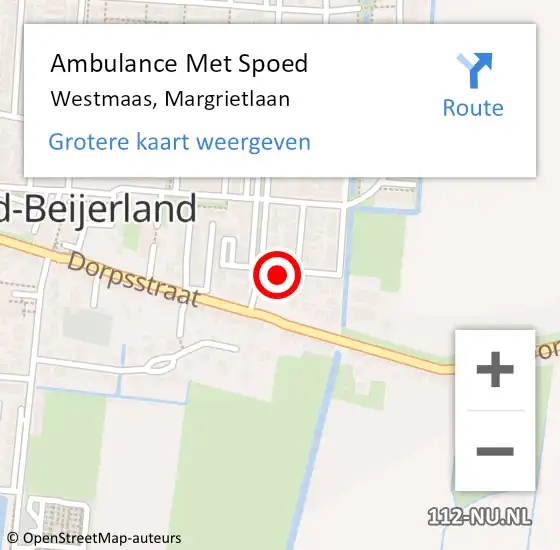 Locatie op kaart van de 112 melding: Ambulance Met Spoed Naar Westmaas, Margrietlaan op 21 september 2023 22:23