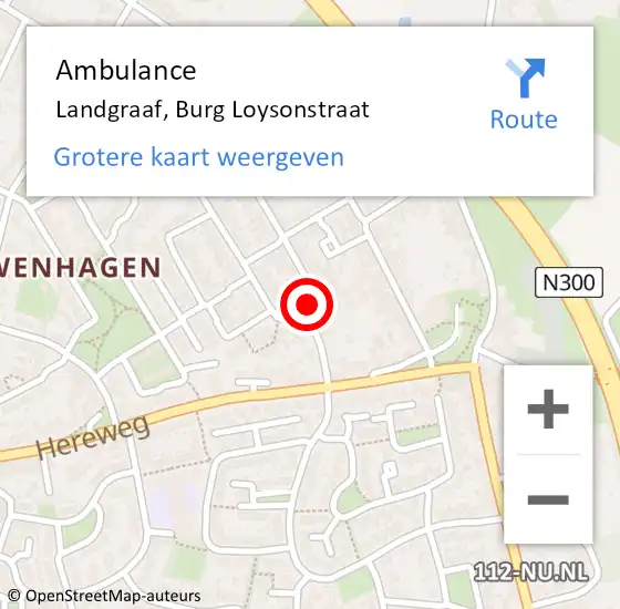 Locatie op kaart van de 112 melding: Ambulance Landgraaf, Burg Loysonstraat op 8 september 2014 23:39