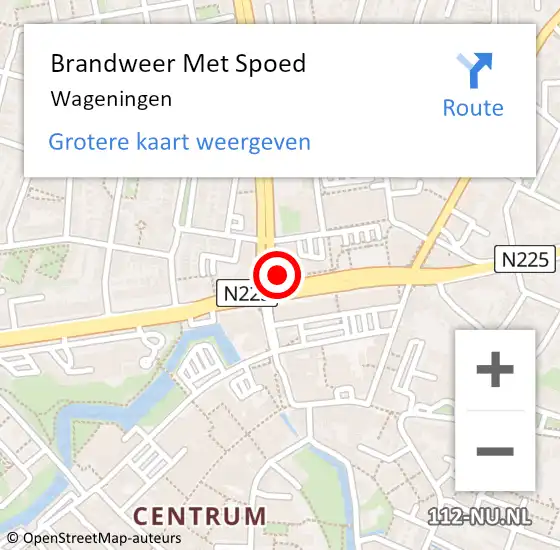 Locatie op kaart van de 112 melding: Brandweer Met Spoed Naar Wageningen op 21 september 2023 22:45