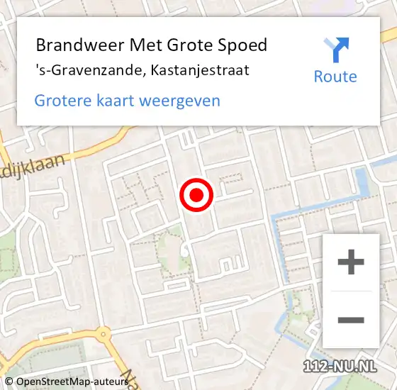 Locatie op kaart van de 112 melding: Brandweer Met Grote Spoed Naar 's-Gravenzande, Kastanjestraat op 21 september 2023 23:40