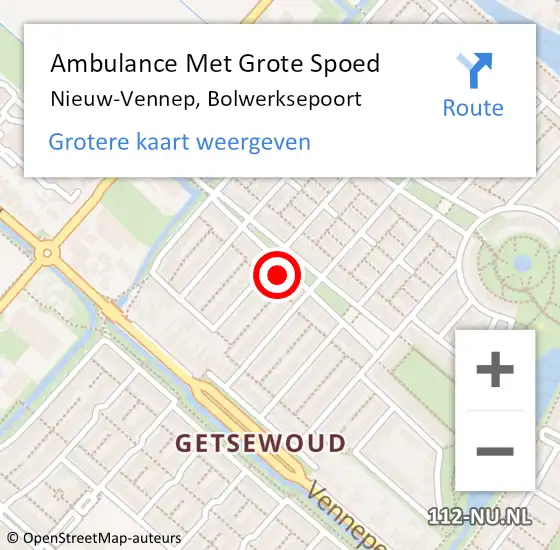 Locatie op kaart van de 112 melding: Ambulance Met Grote Spoed Naar Nieuw-Vennep, Bolwerksepoort op 22 september 2023 00:14