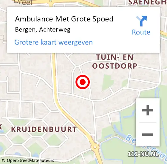 Locatie op kaart van de 112 melding: Ambulance Met Grote Spoed Naar Bergen, Achterweg op 22 september 2023 00:52